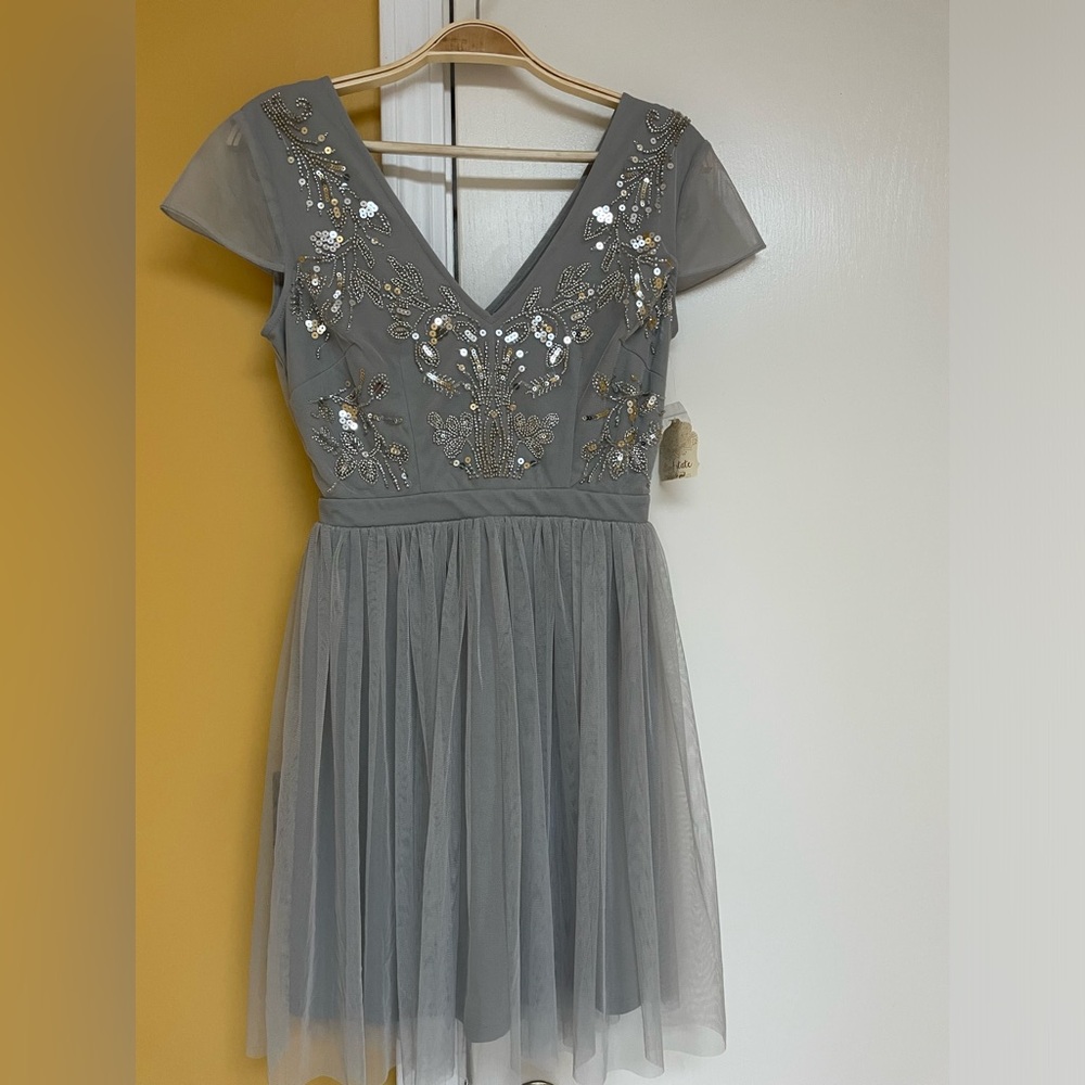Boutique Altar’d State Small Light Grey Duke Sparkle Dress NWT